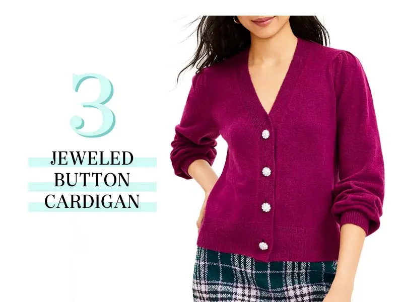 Jeweled Button Cardigan