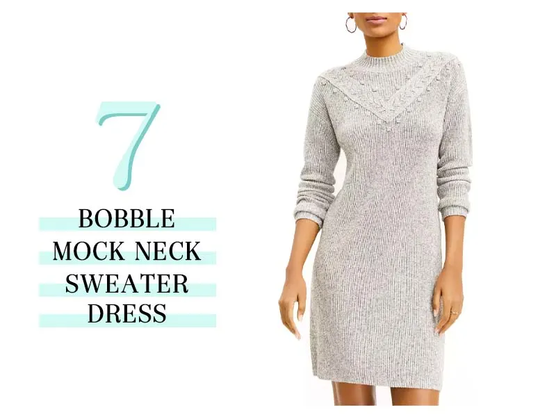 bobble mock neck sweater dress