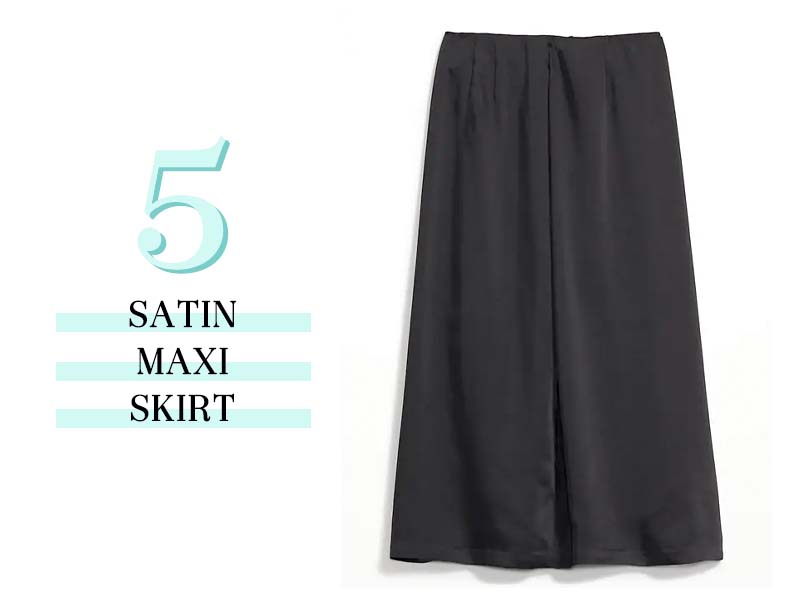 black satin maxi skirt