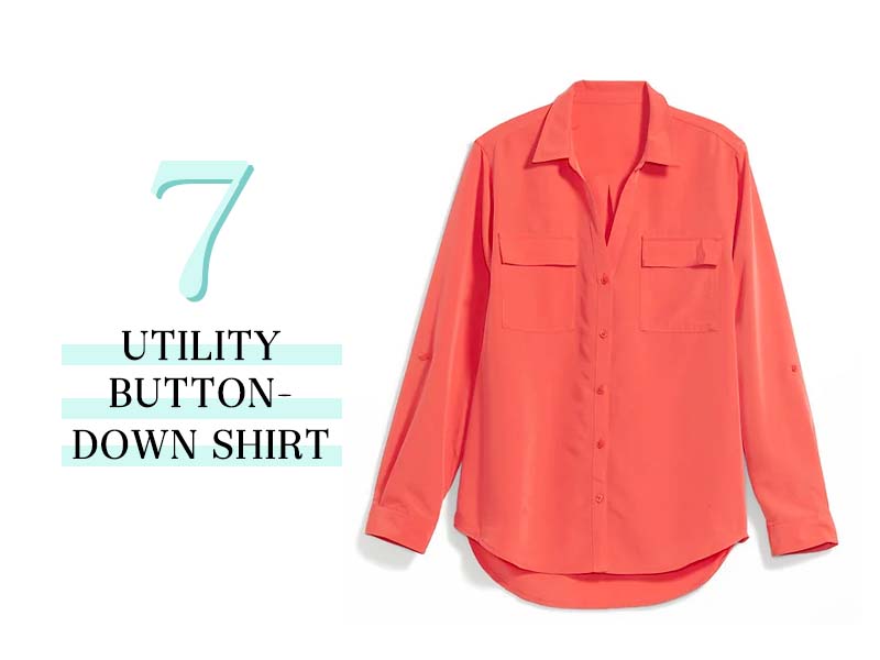 Utility button down shirt in red