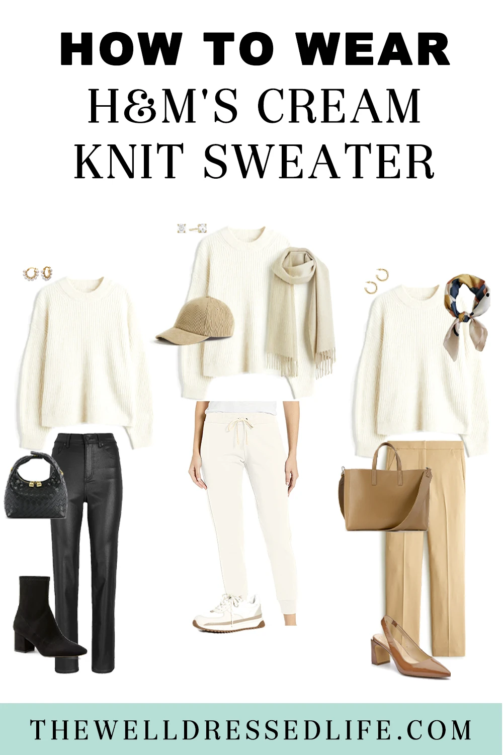 Cream color sweater sales outfits