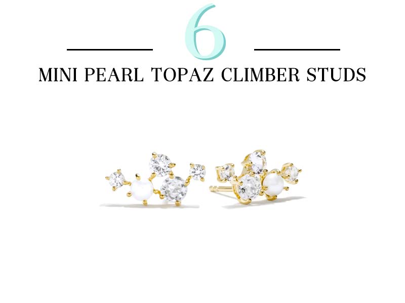 Pearl Topaz Climber Studs