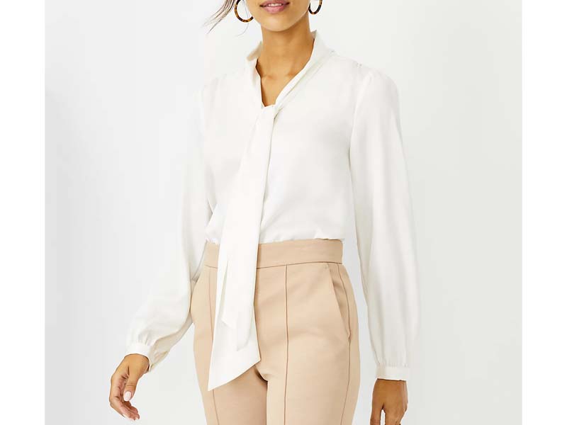 Ann Taylor's White Tie Neck Blouse