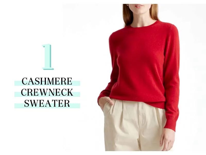 Cashmere Crewneck Sweater in Red