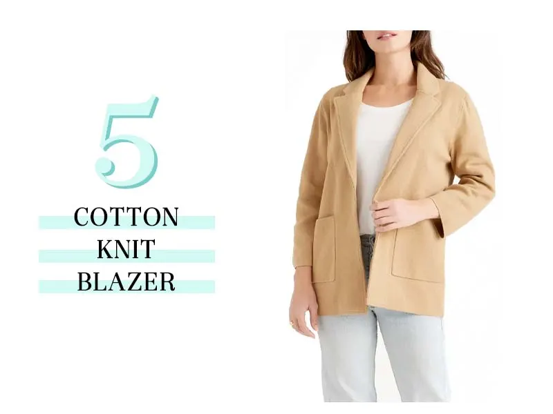 cotton knit blazer in camel