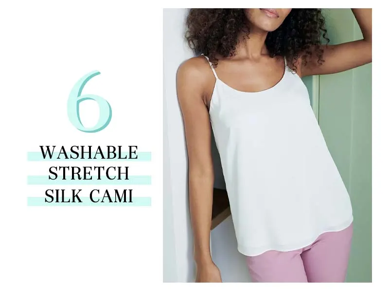 washable stretch silk cami in white