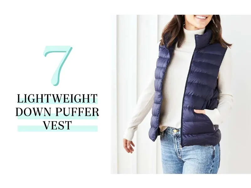 lightweight down puffer vest in navy