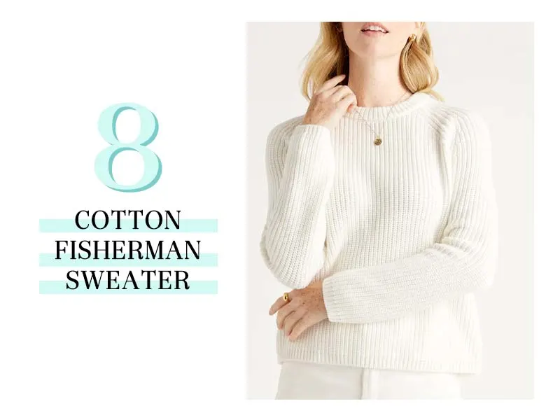 Cotton Cashmere Sweater in Ivory