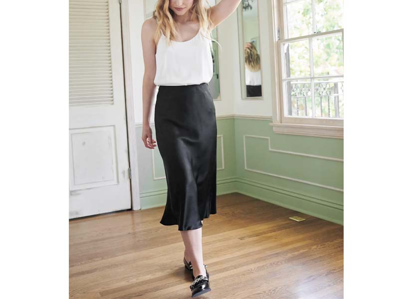 washable silk skirt in black from Quince