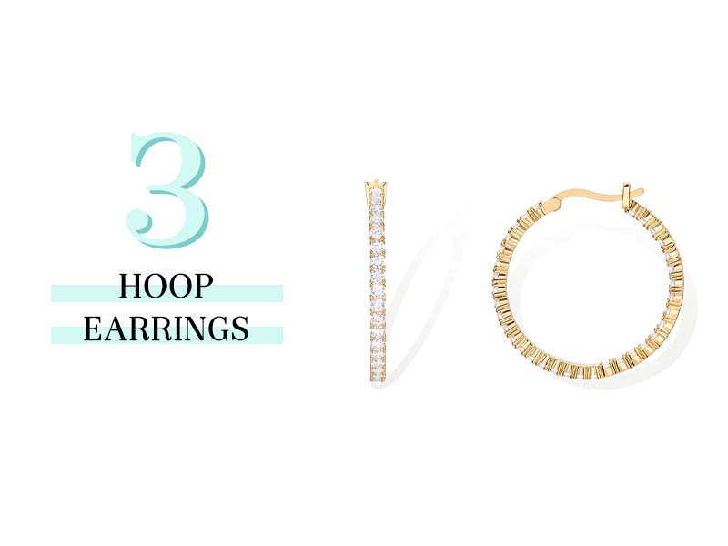 hoop earrings with faux diamonds