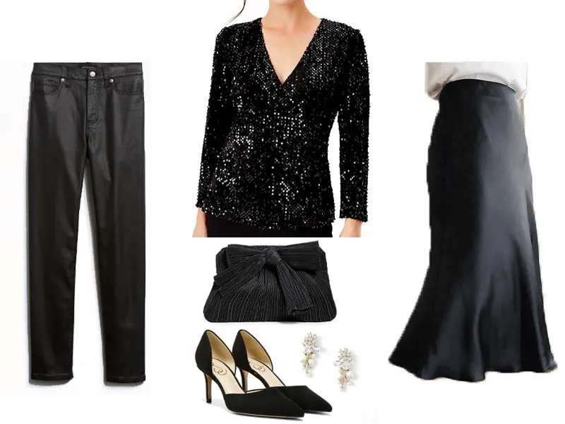 Black sequin 2025 top outfit