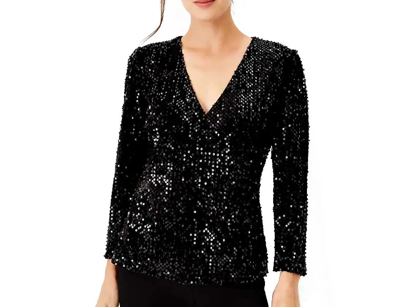 Black sequin tunic store top