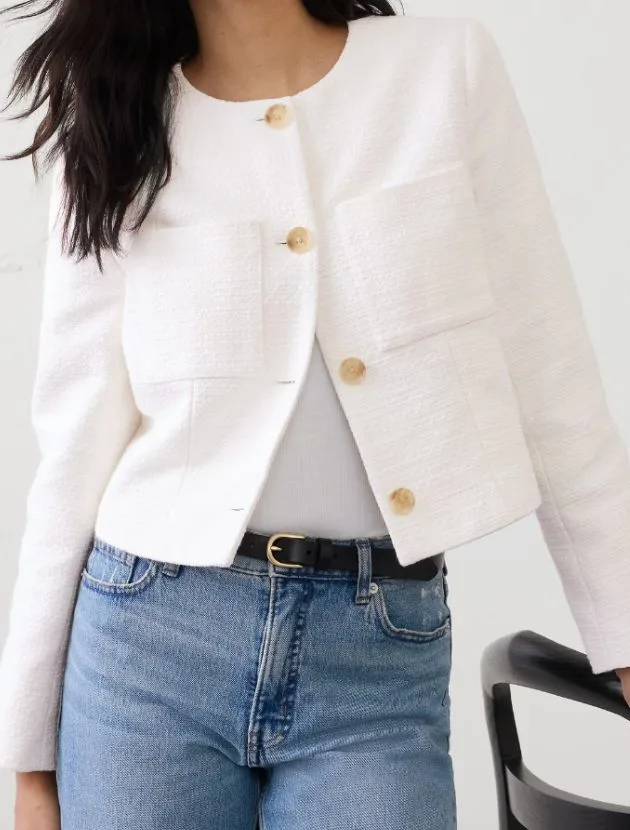 Banana Republic Factory Collarless Soft Jacket in cream