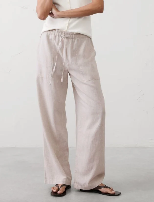 Banana Republic Factory Mid-Rise Straight Linen-Blend Pull-On Pant