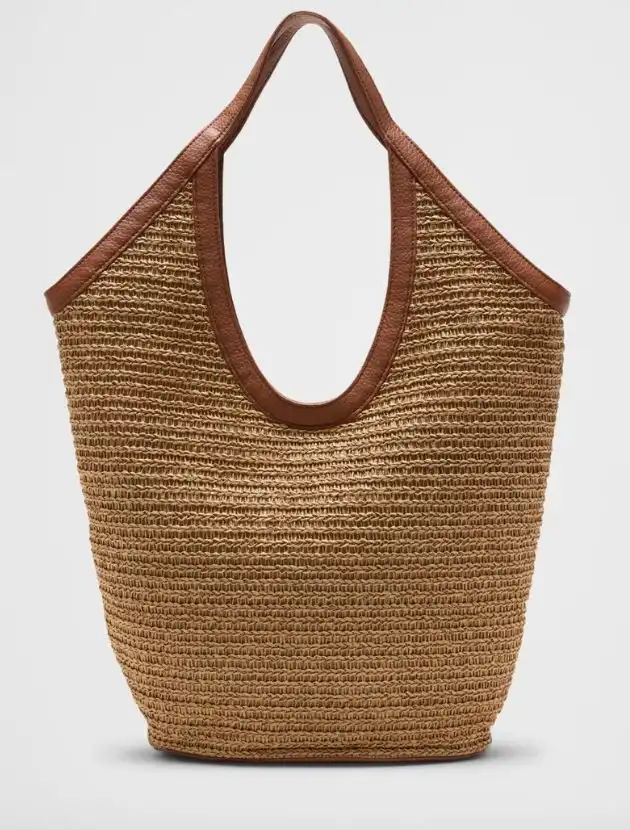 Banana Republic Factory Straw Hobo Tote with brown trim