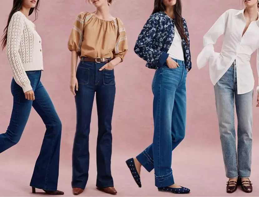 LOFT denim jeans styled with everyday tops