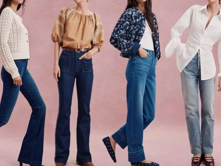 Women wearing LOFT denim and tops styled for everyday outfits