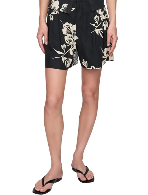 Black floral linen-blend shorts from Gap styled for women over 40
