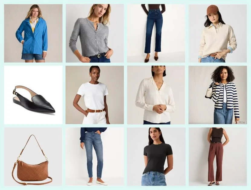 September 2025 best sellers from The Well Dressed Life featuring fall fashion staples for women over 40 including sweaters, jeans, tops, shoes, and bags
