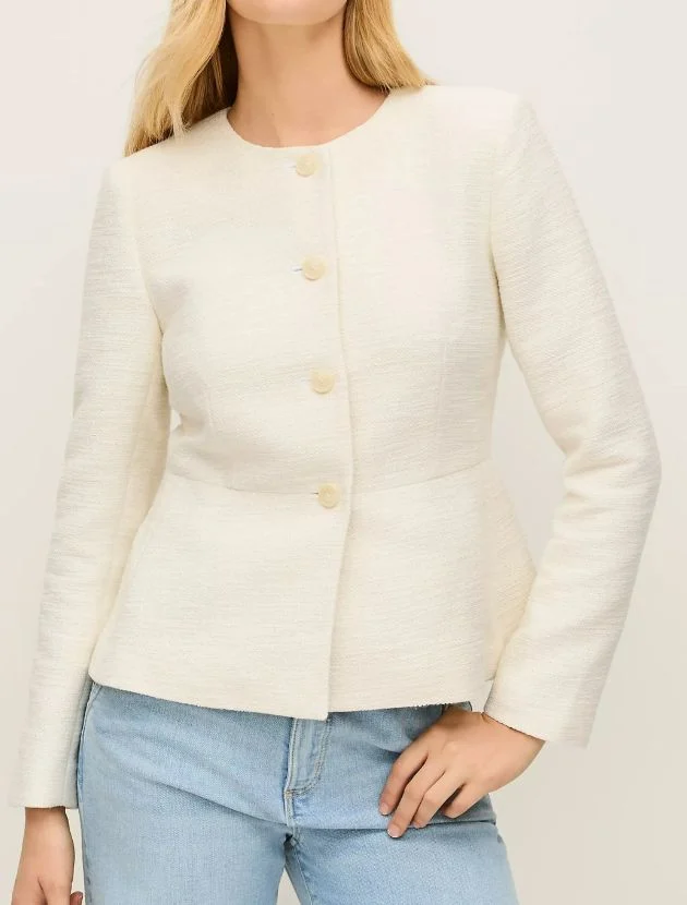 Ann Taylor tweed peplum jacket styled for polished workwear