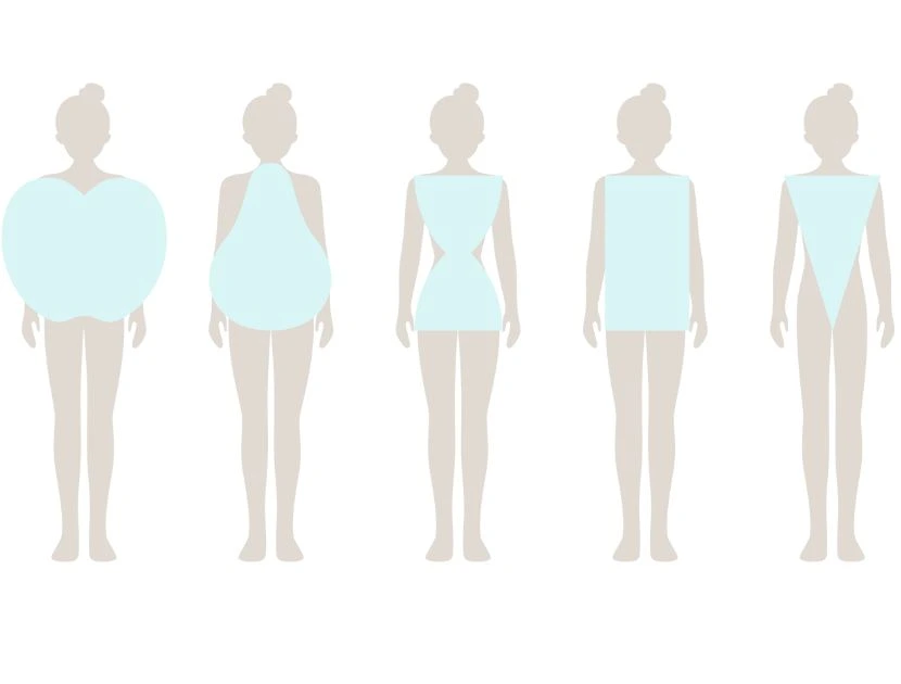 Visual reference illustrating common body shape proportions used to understand clothing balance