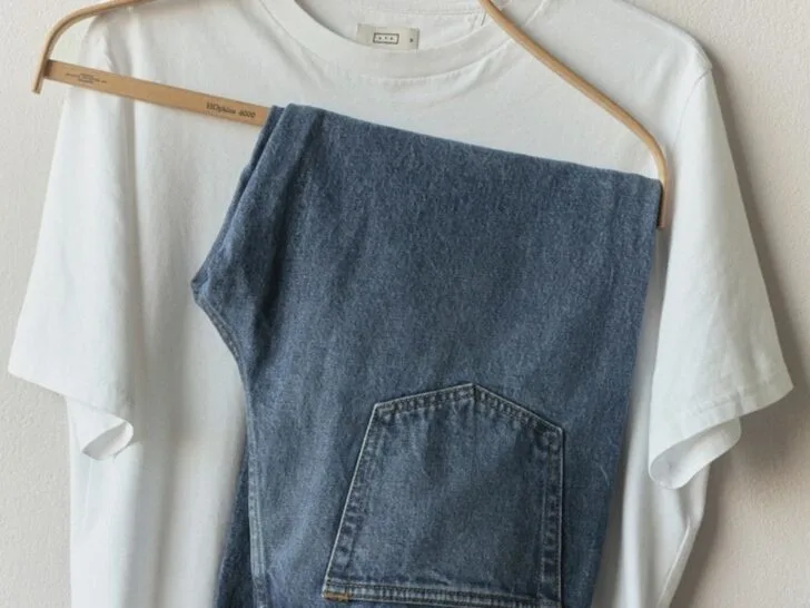 White AYR t-shirt styled with blue jeans, elevated everyday wardrobe essentials for women over 40