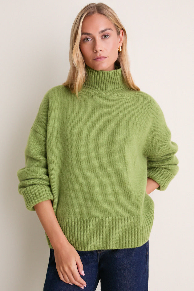 Peridot Cashmere Hannah Turtleneck Sweater