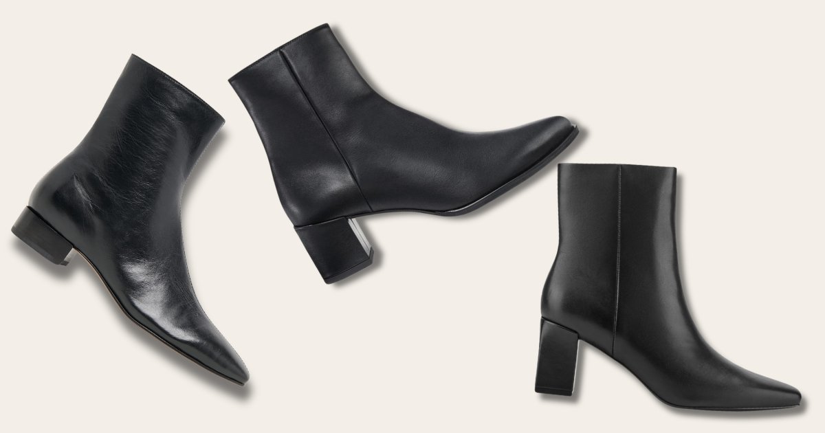 Black ankle boots at three prices: Margaux The Downtown Boot, Dolce Vita Tarine Bootie, and Marc Fisher River Bootie