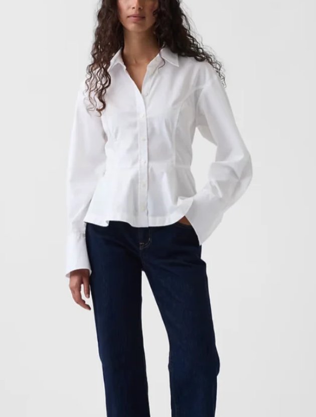 Gap Organic Cotton Poplin Peplum Shirt, the modern peplum trend for fall 2026