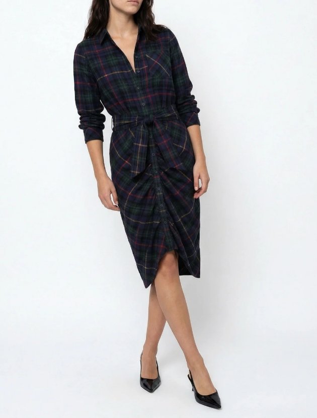 The Shirt Wrap Front Dress in plaid, a dressed-up plaid trend for fall 2026